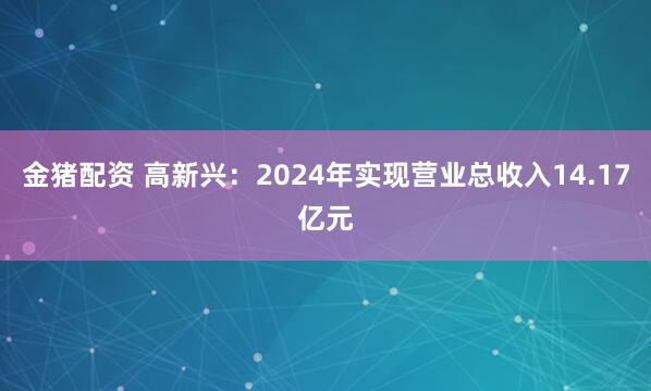 金猪配资 高新兴：2024年实现营业总收入14.17亿元